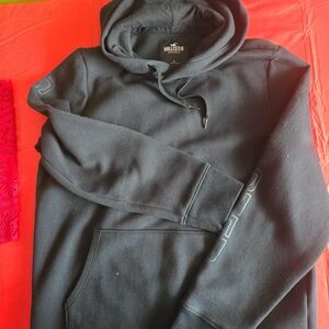 Hollister Black Hooded Pullover with Subtle Sleeve Logo